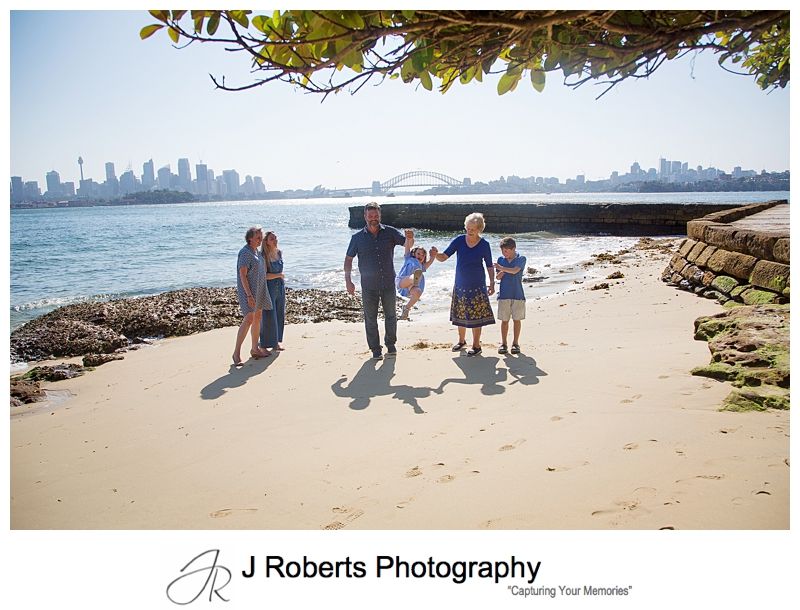 Sydney Family Portrait Photographer - Candid extended family portraits - Bradley's Head Sydney Harbour